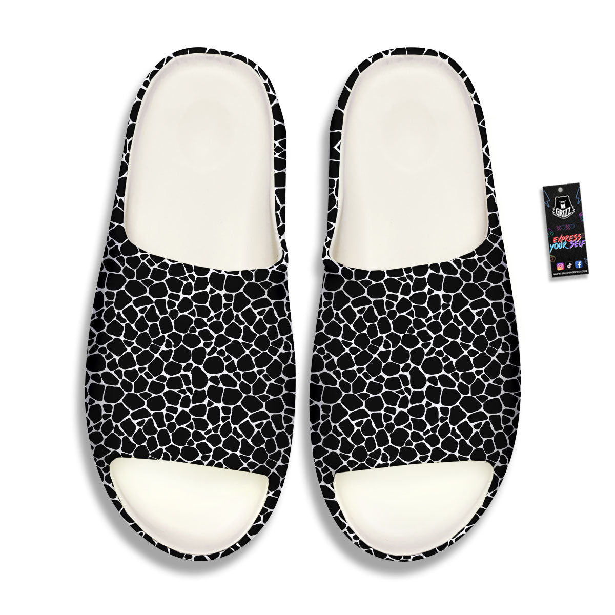 Giraffe Black Tropical Print Pattern Sandals-grizzshop