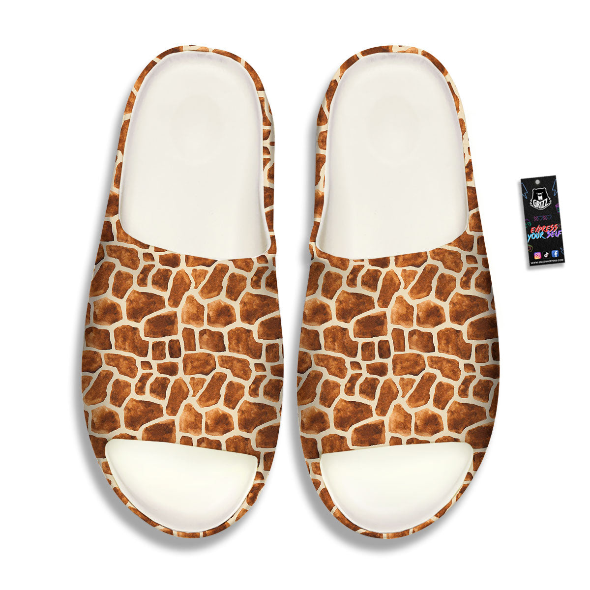 Giraffe Brown Watercolor Print Pattern Sandals-grizzshop