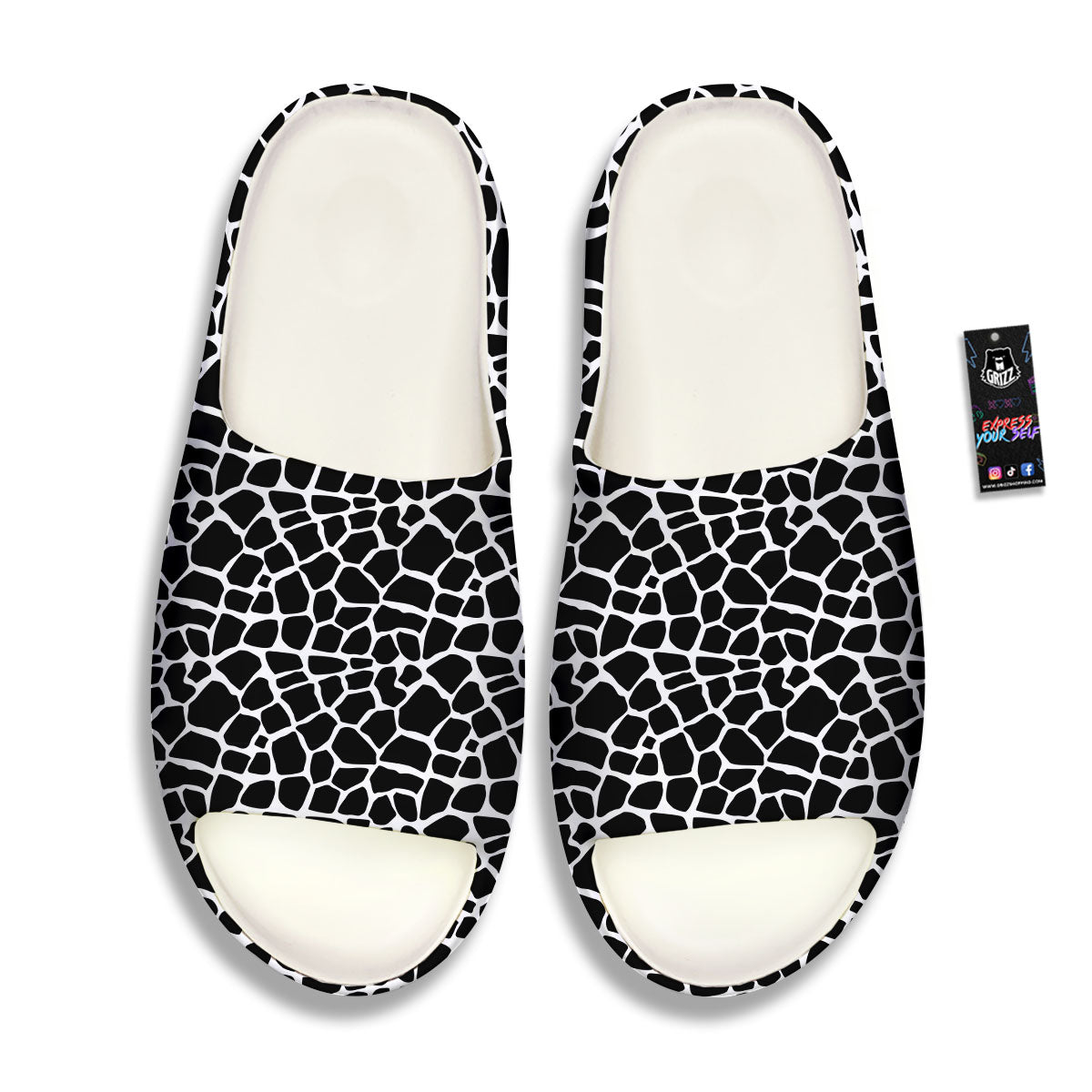 Giraffe White And Black Print Pattern Sandals-grizzshop