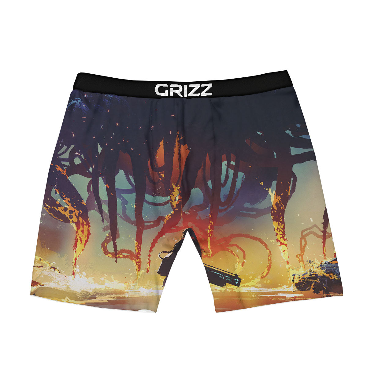 Girl Fight With Alien Octopus Monster Print Boxer Briefs-grizzshop