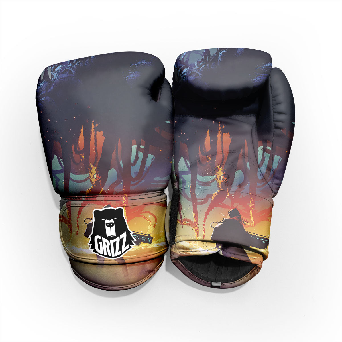 Girl Fight With Alien Octopus Monster Print Sparring Gloves-grizzshop