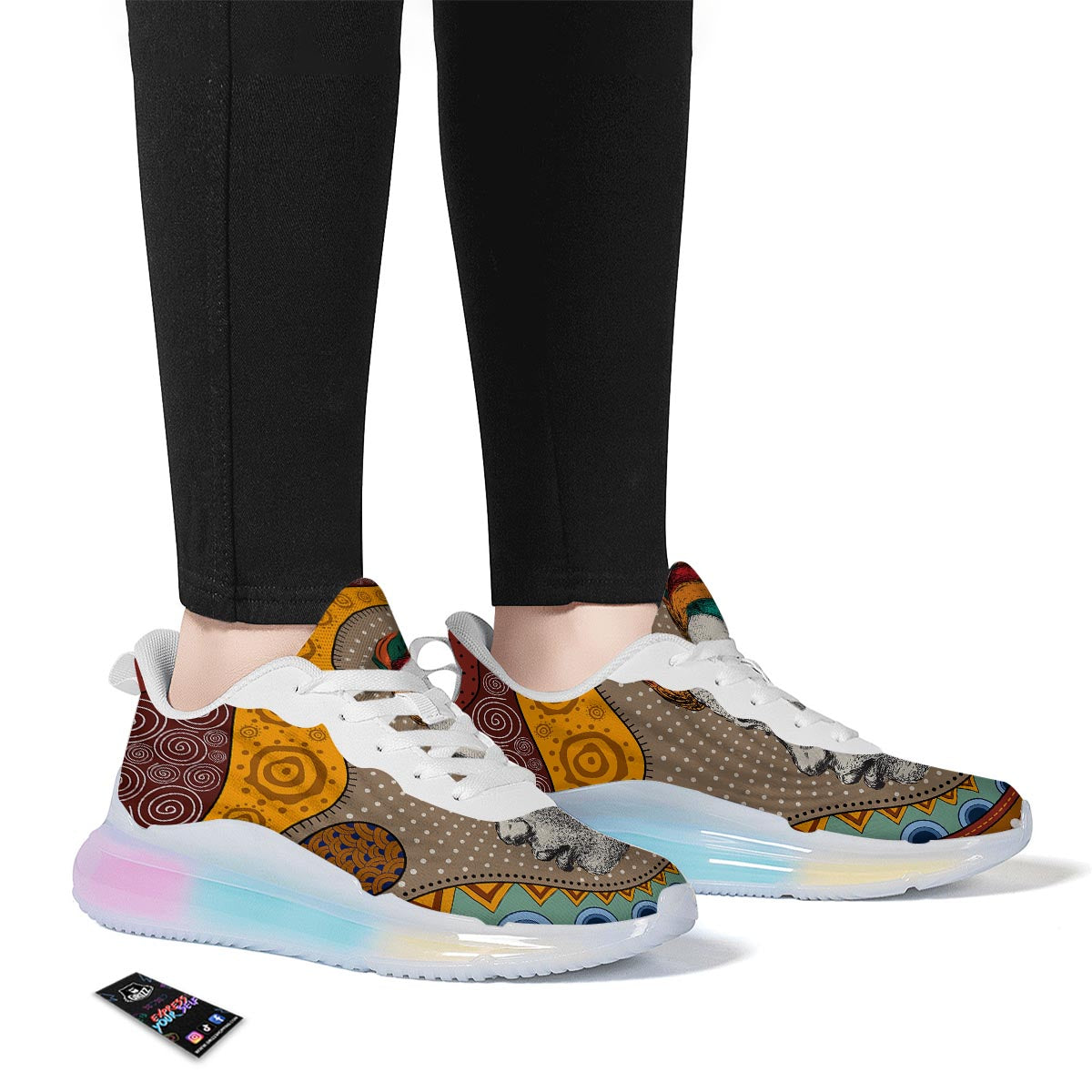 Girl Tribal African Print Running Sneakers-grizzshop