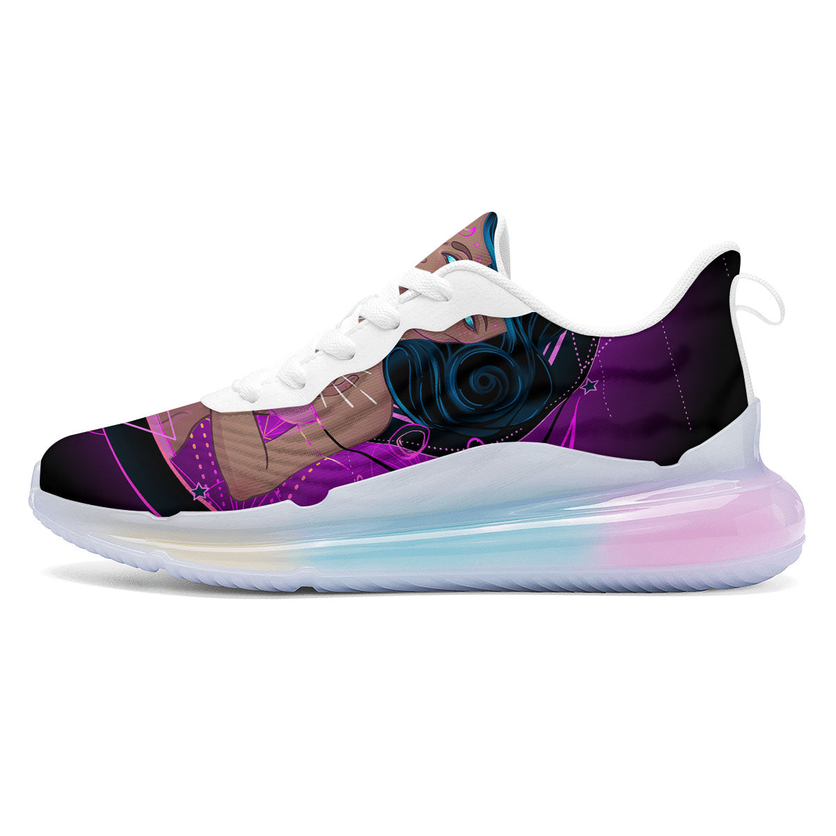 Girl Wiccan And Magical Moon Print Running Sneakers-grizzshop
