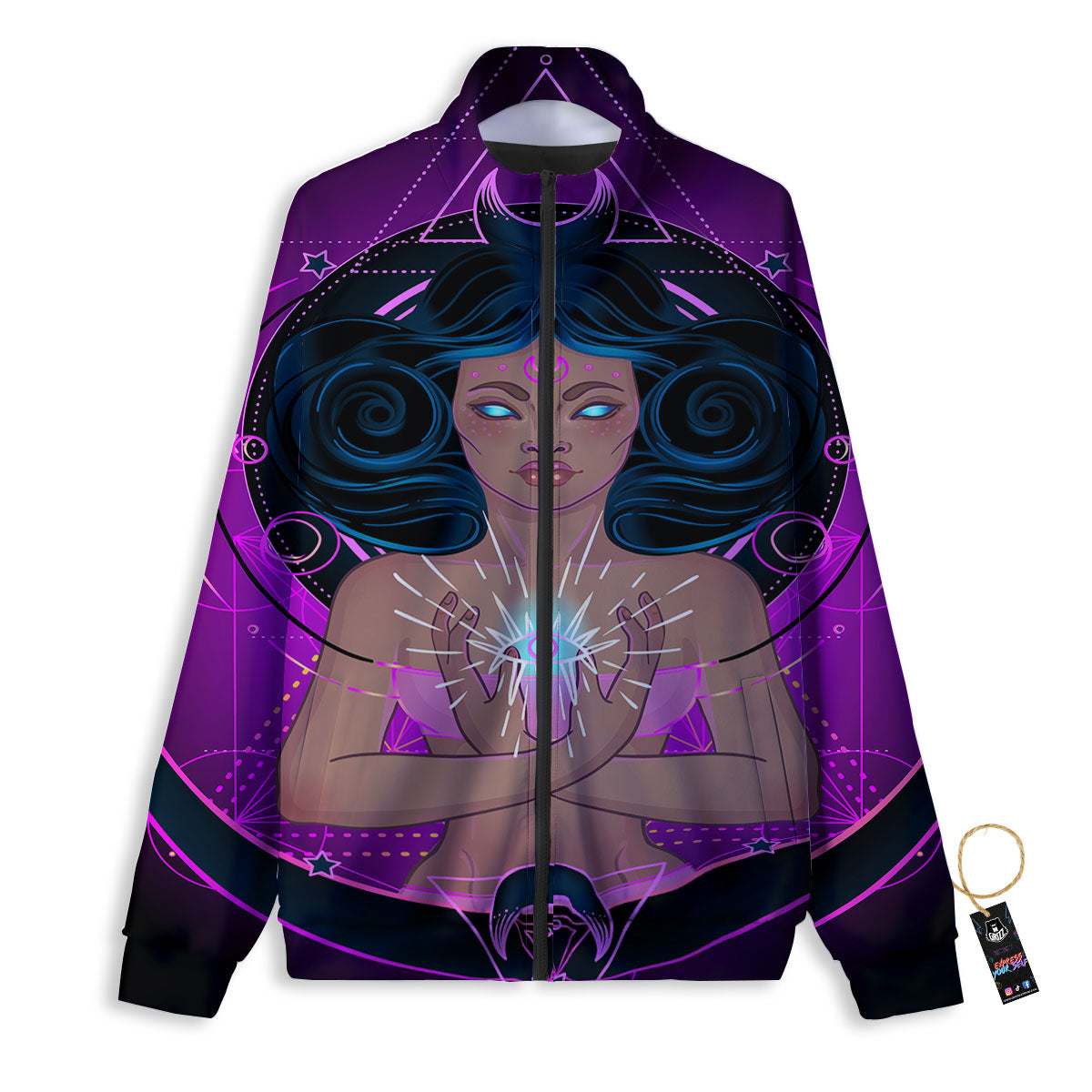 Girl Wiccan And Magical Moon Print Track Jacket-grizzshop