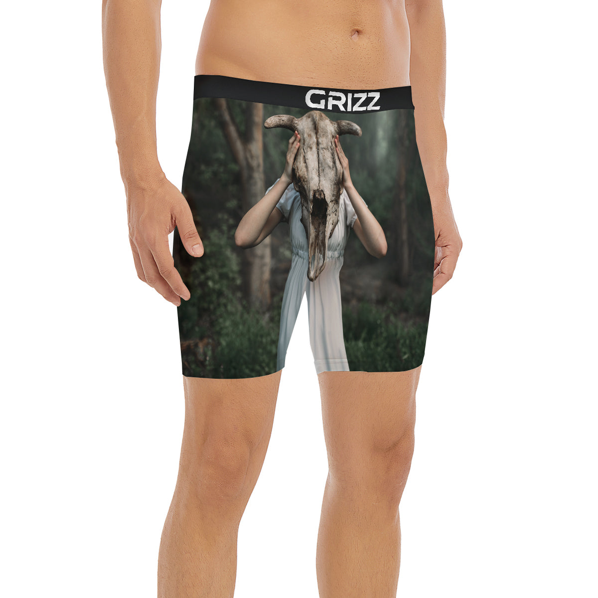 Girl With Animal Skull Print Boxer Briefs-grizzshop