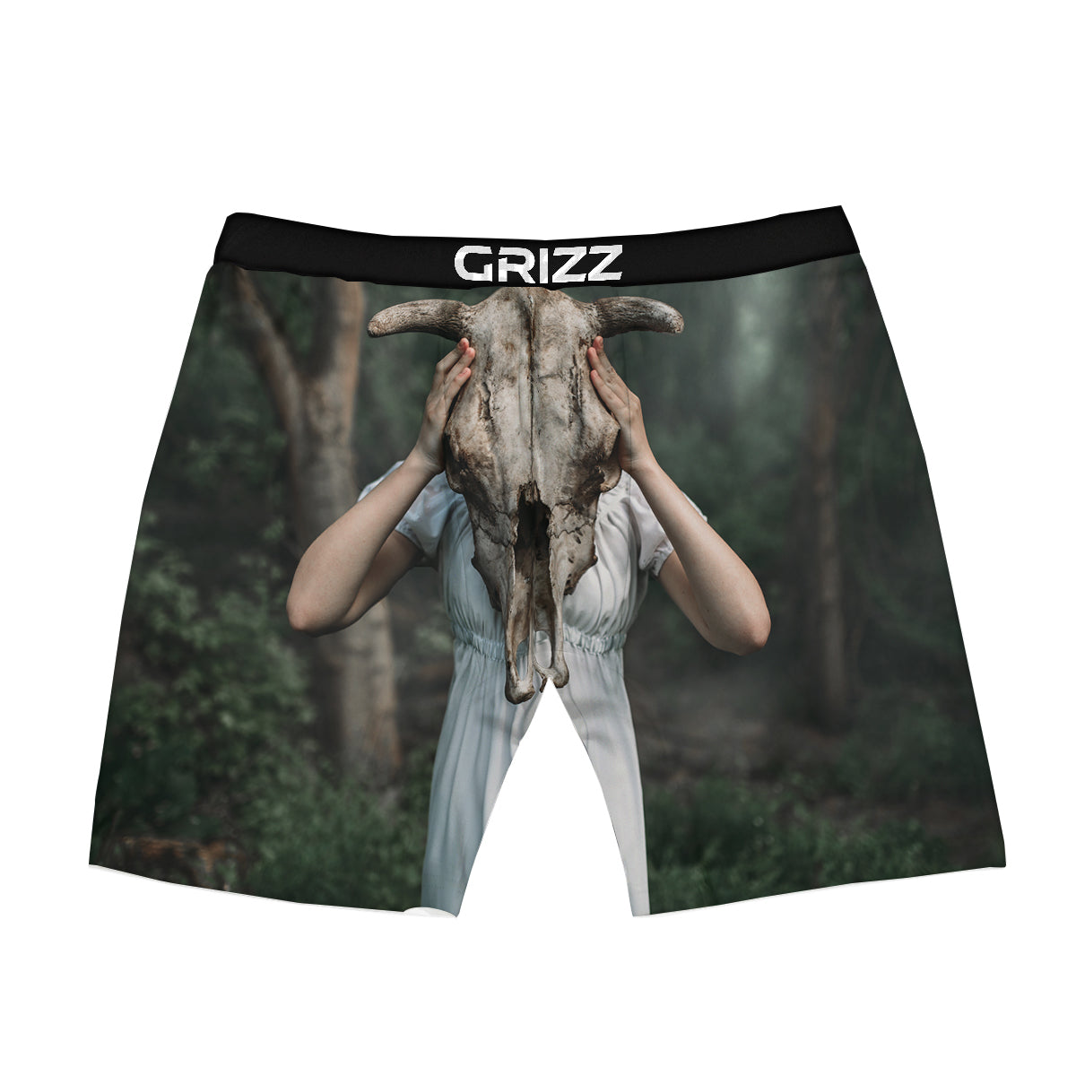 Girl With Animal Skull Print Boxer Briefs-grizzshop