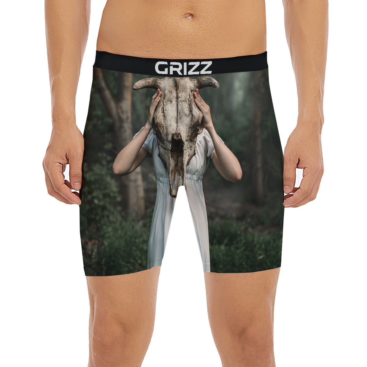 Girl With Animal Skull Print Boxer Briefs-grizzshop