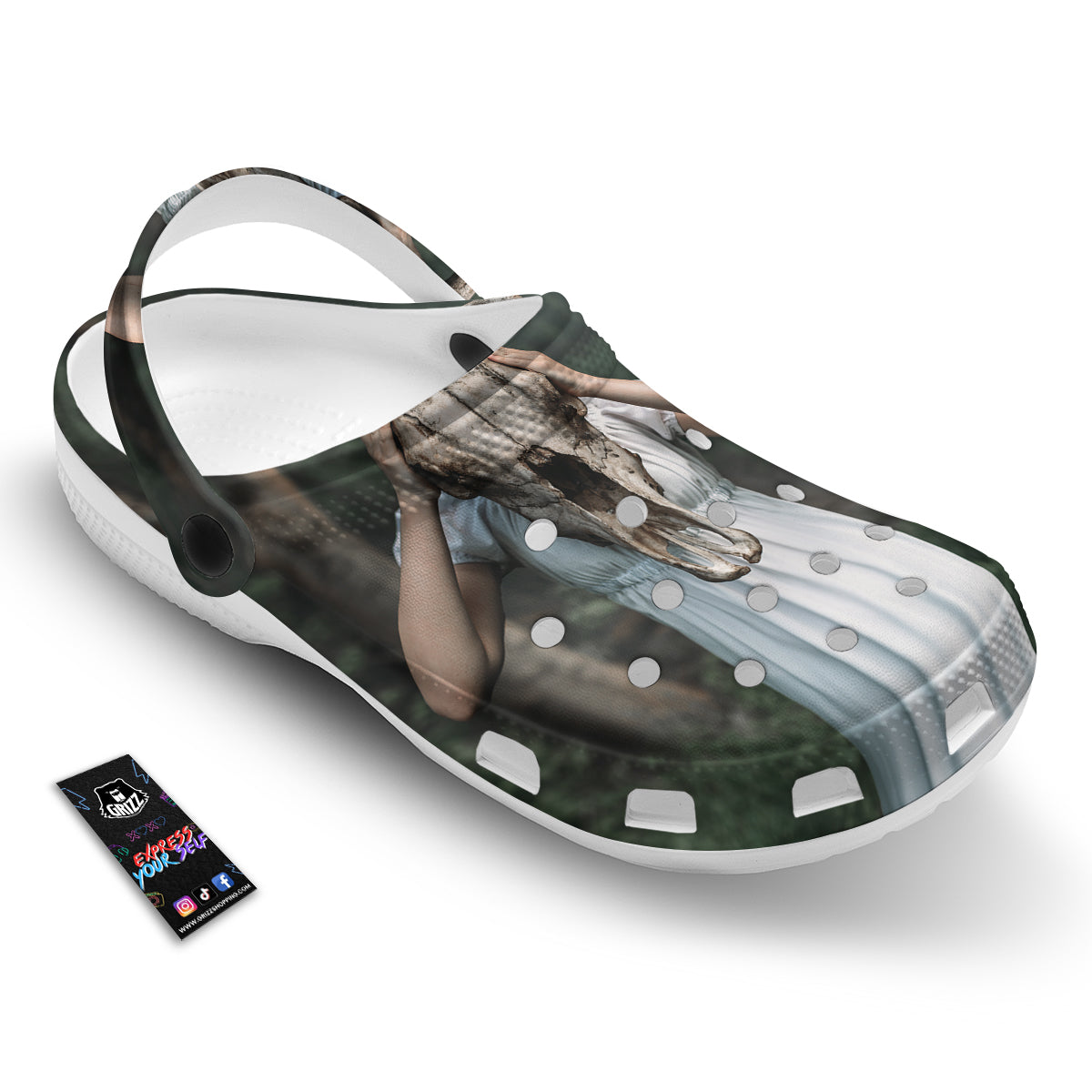 Girl With Animal Skull Print Clog-grizzshop