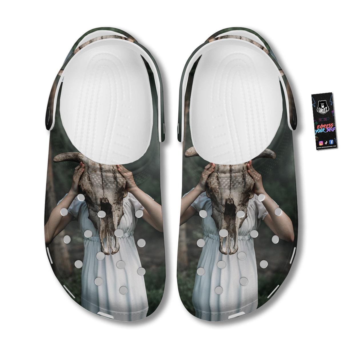 Girl With Animal Skull Print Clog-grizzshop