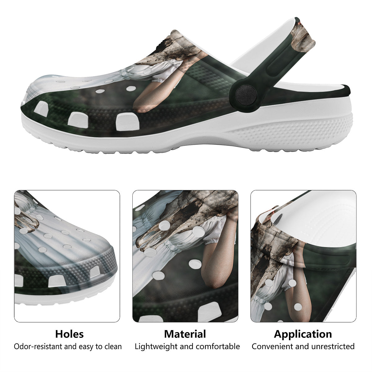 Girl With Animal Skull Print Clog-grizzshop
