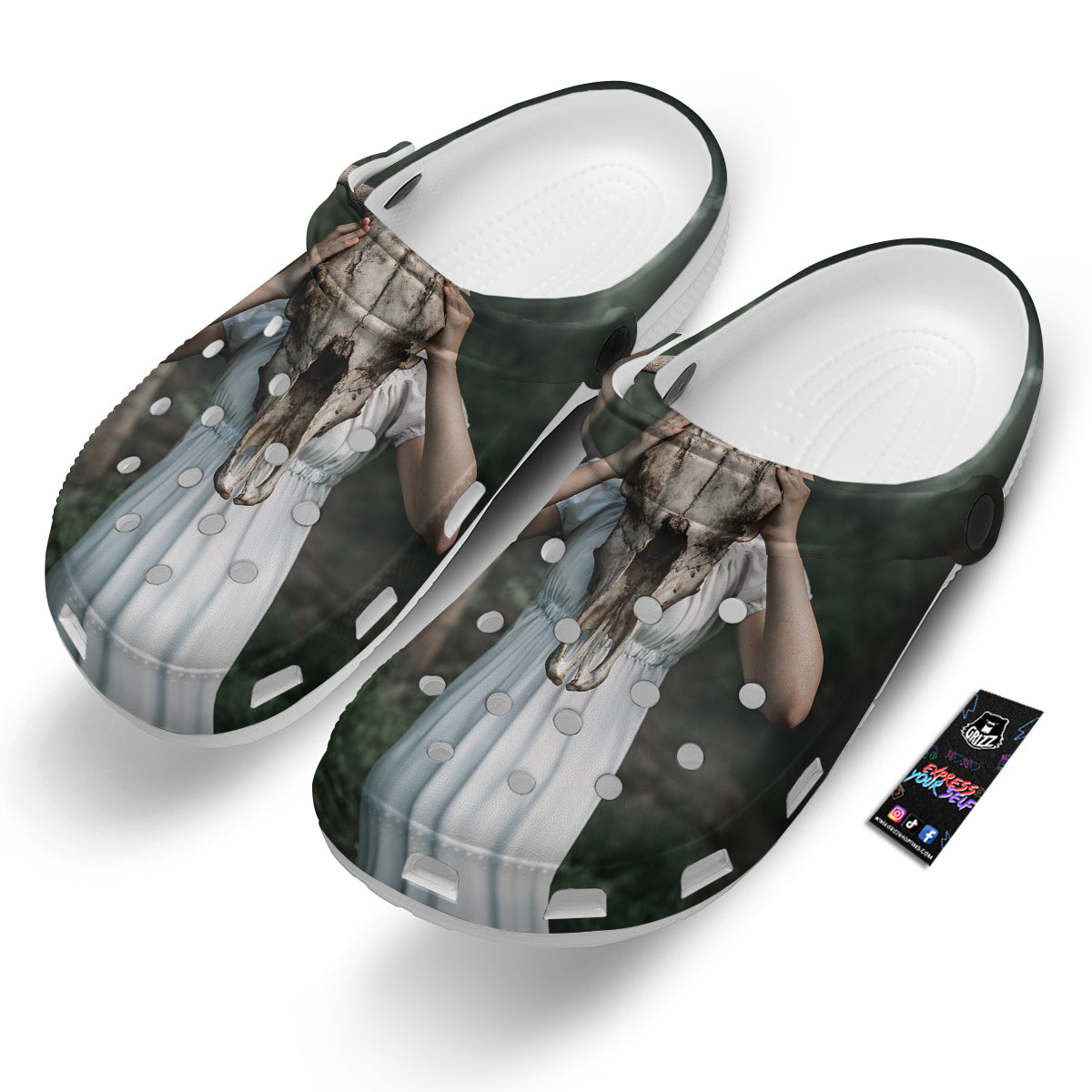 Girl With Animal Skull Print Clog-grizzshop