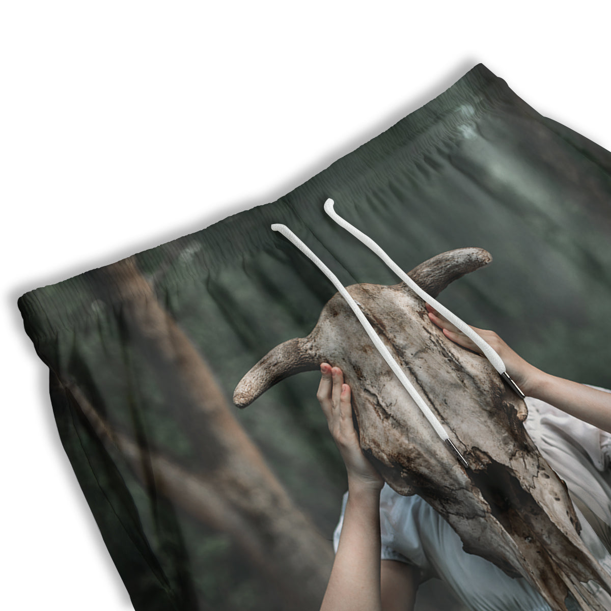 Girl With Animal Skull Print Men's Athletic Shorts