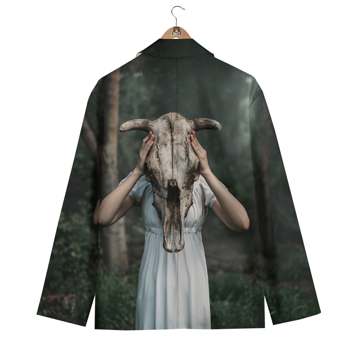 Girl With Animal Skull Print Men's Blazer-grizzshop