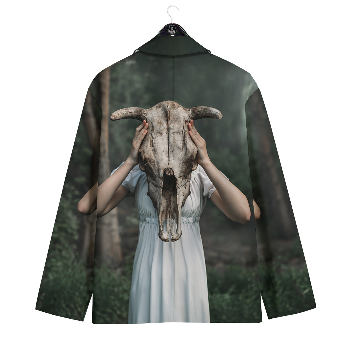 Girl With Animal Skull Print Men's Sport Coat-grizzshop