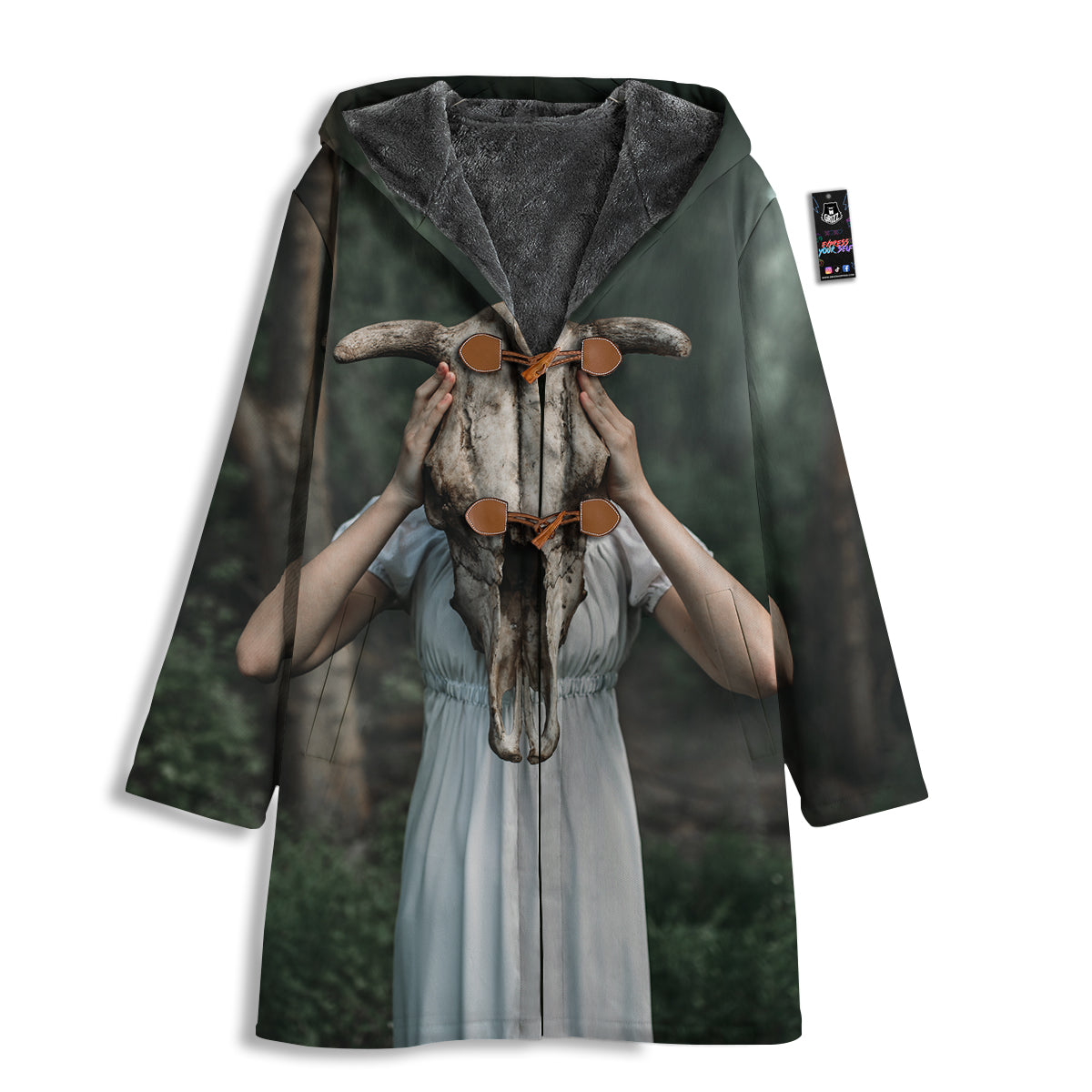 Girl With Animal Skull Print Men's Windbreaker Jacket-grizzshop