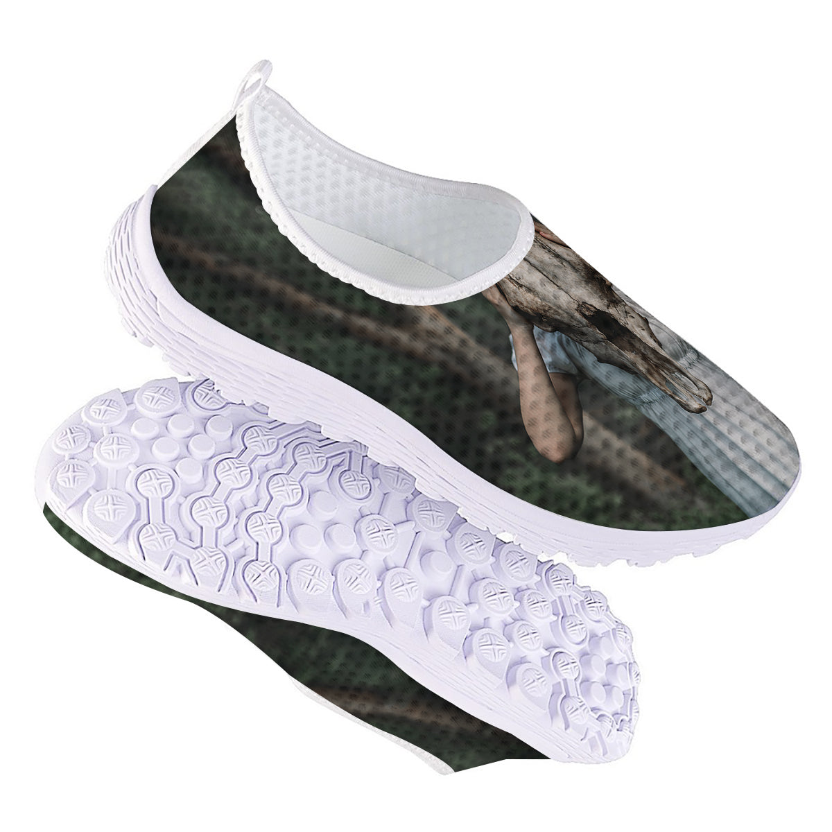 Girl With Animal Skull Print Nurse Shoes-grizzshop