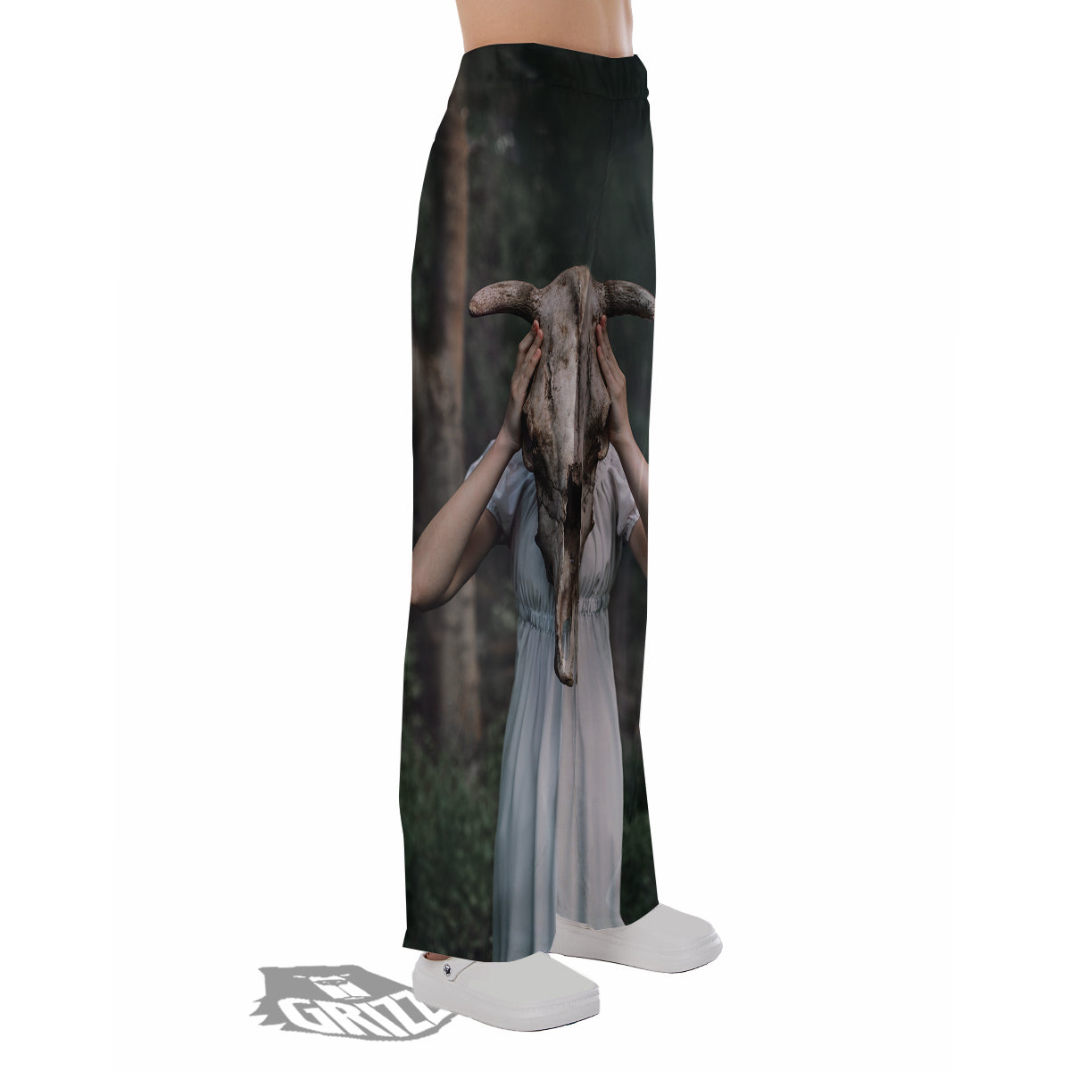 Girl With Animal Skull Print Pajama Pants-grizzshop
