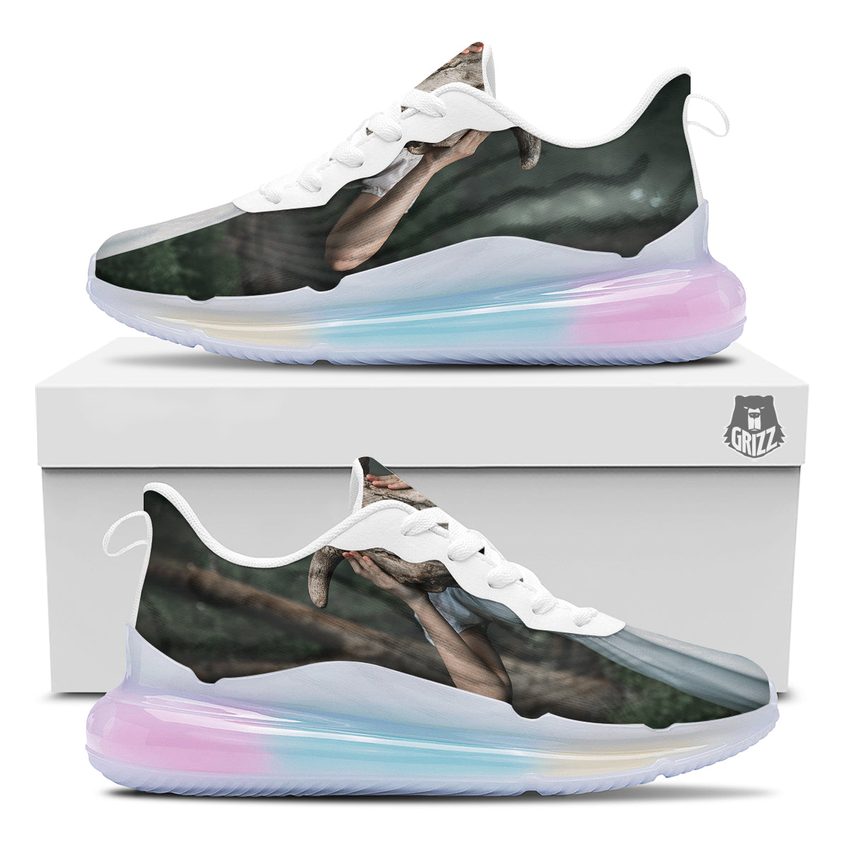 Girl With Animal Skull Print Running Sneakers-grizzshop