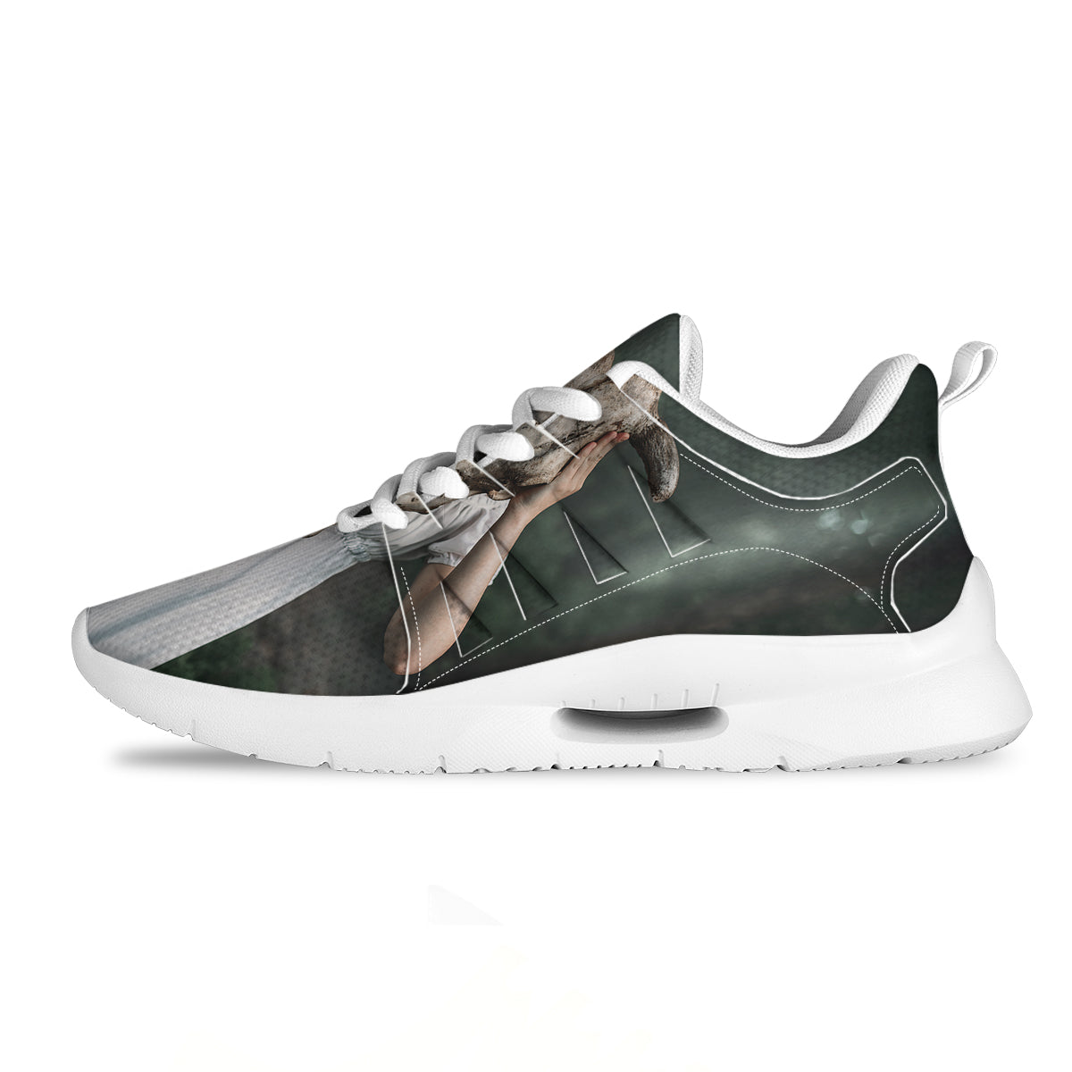 Girl With Animal Skull Print Tennis Shoes-grizzshop