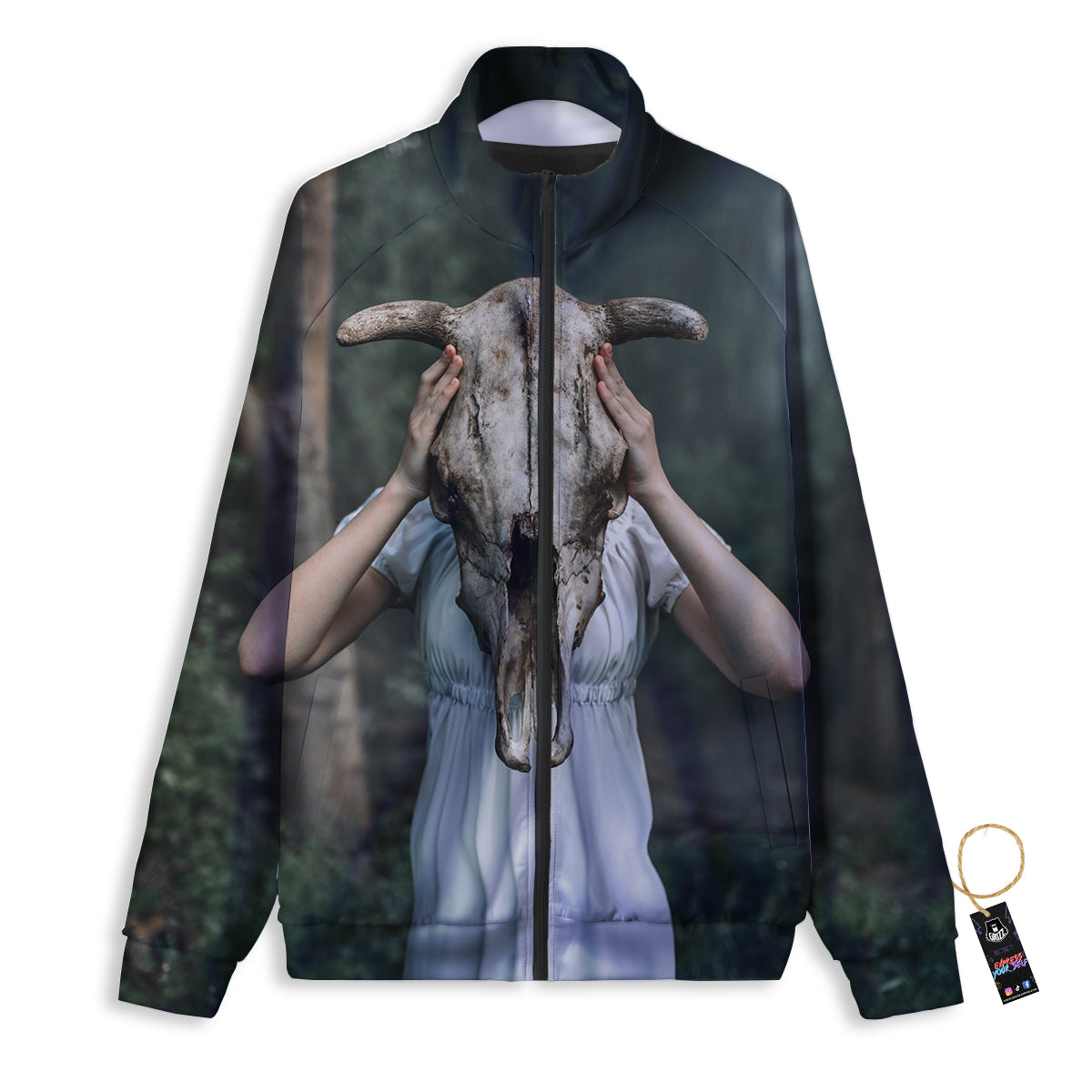 Girl With Animal Skull Print Track Jacket-grizzshop
