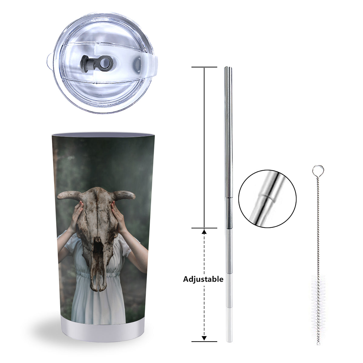 Girl With Animal Skull Print Tumbler-grizzshop