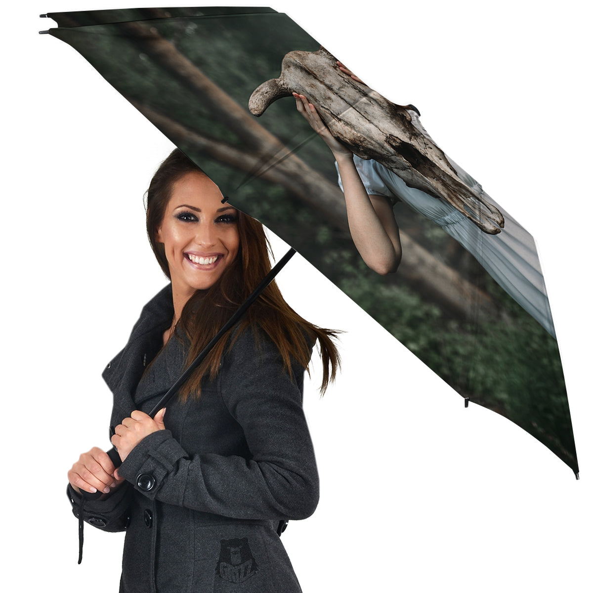 Girl With Animal Skull Print Umbrella-grizzshop