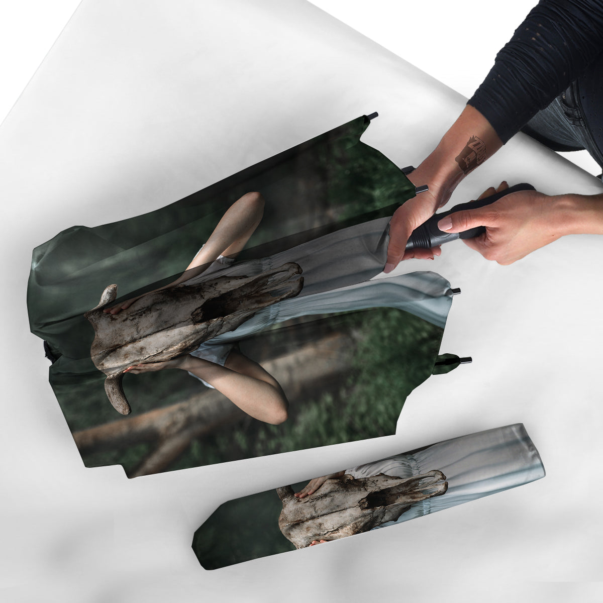 Girl With Animal Skull Print Umbrella-grizzshop