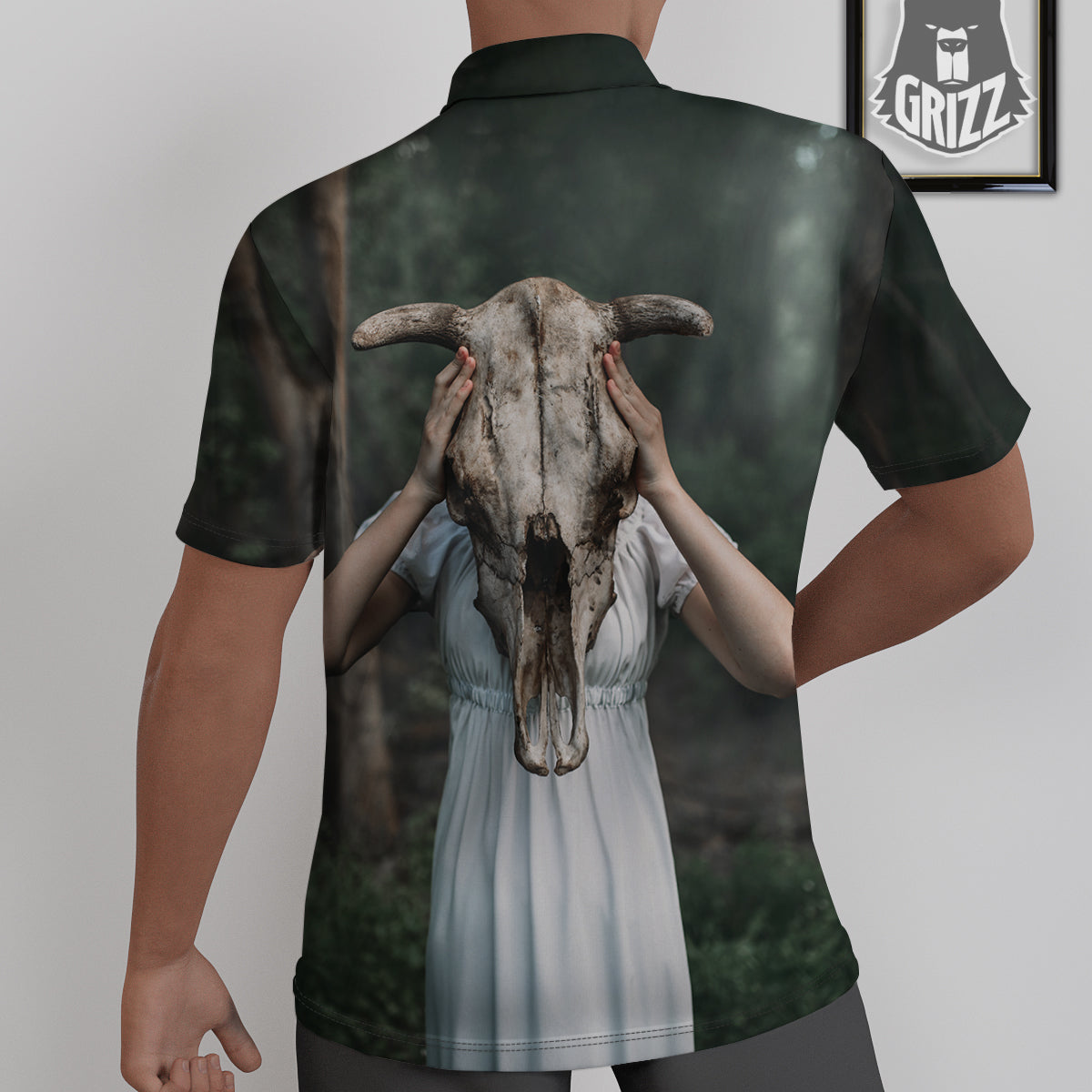 Girl With Animal Skull Print Untucked Shirts-grizzshop