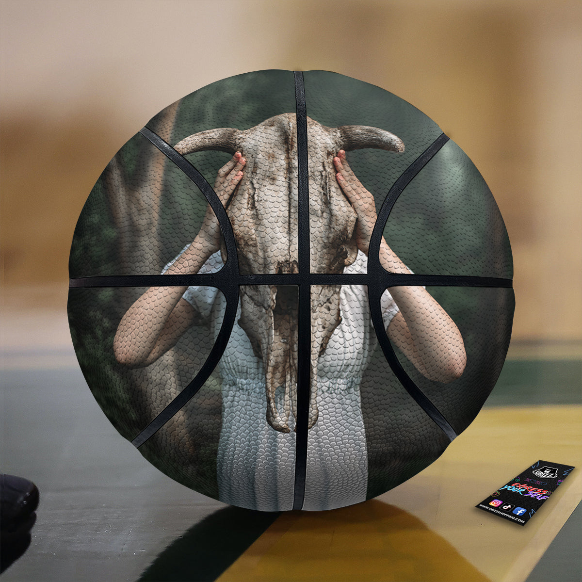 Girl With Animal Skull Print Basketball