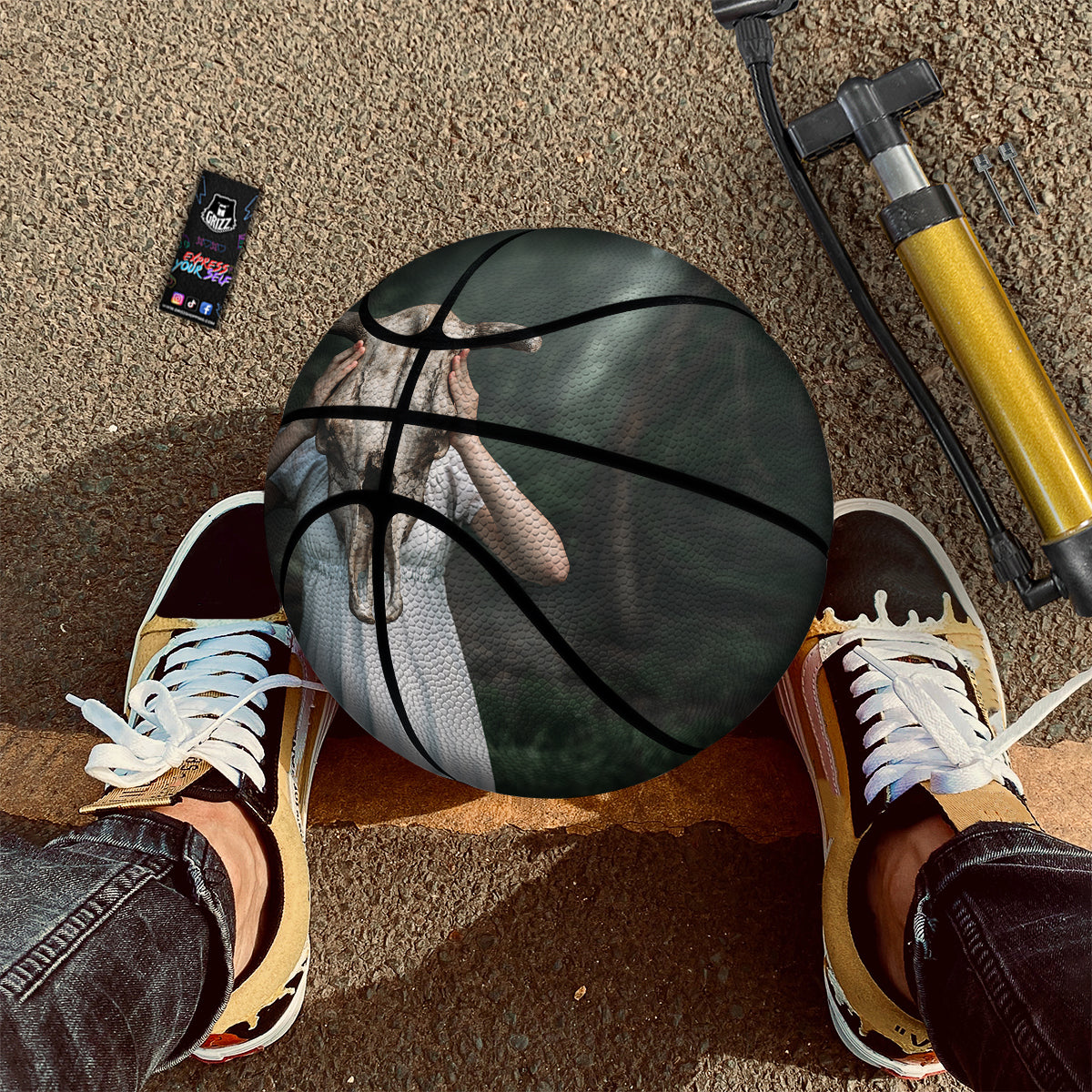 Girl With Animal Skull Print Basketball