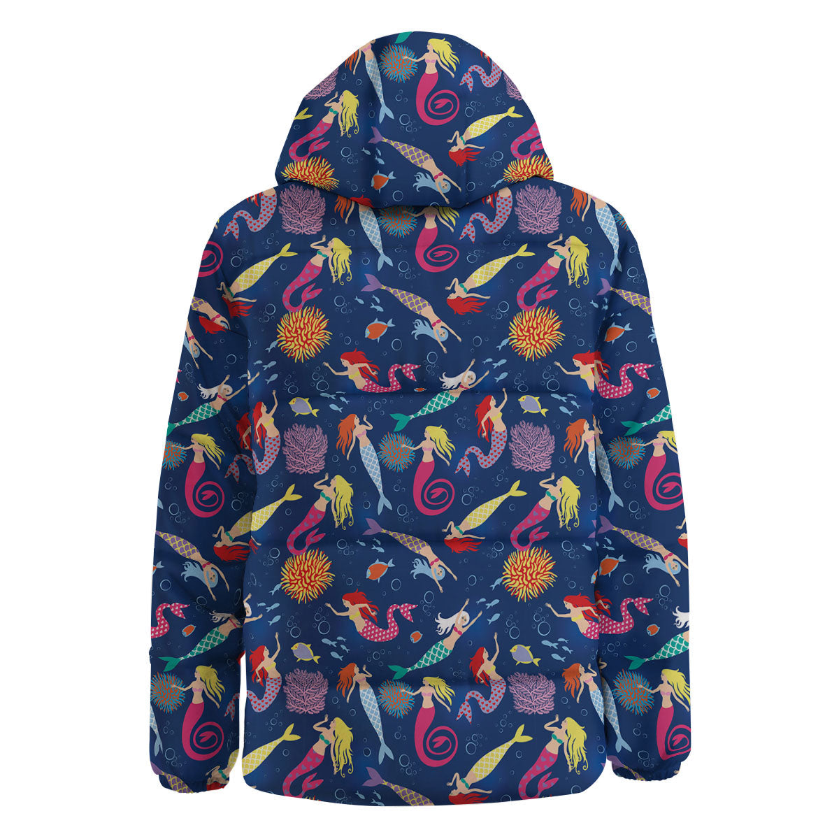Girls Mermaid Print Pattern Down Jacket-grizzshop