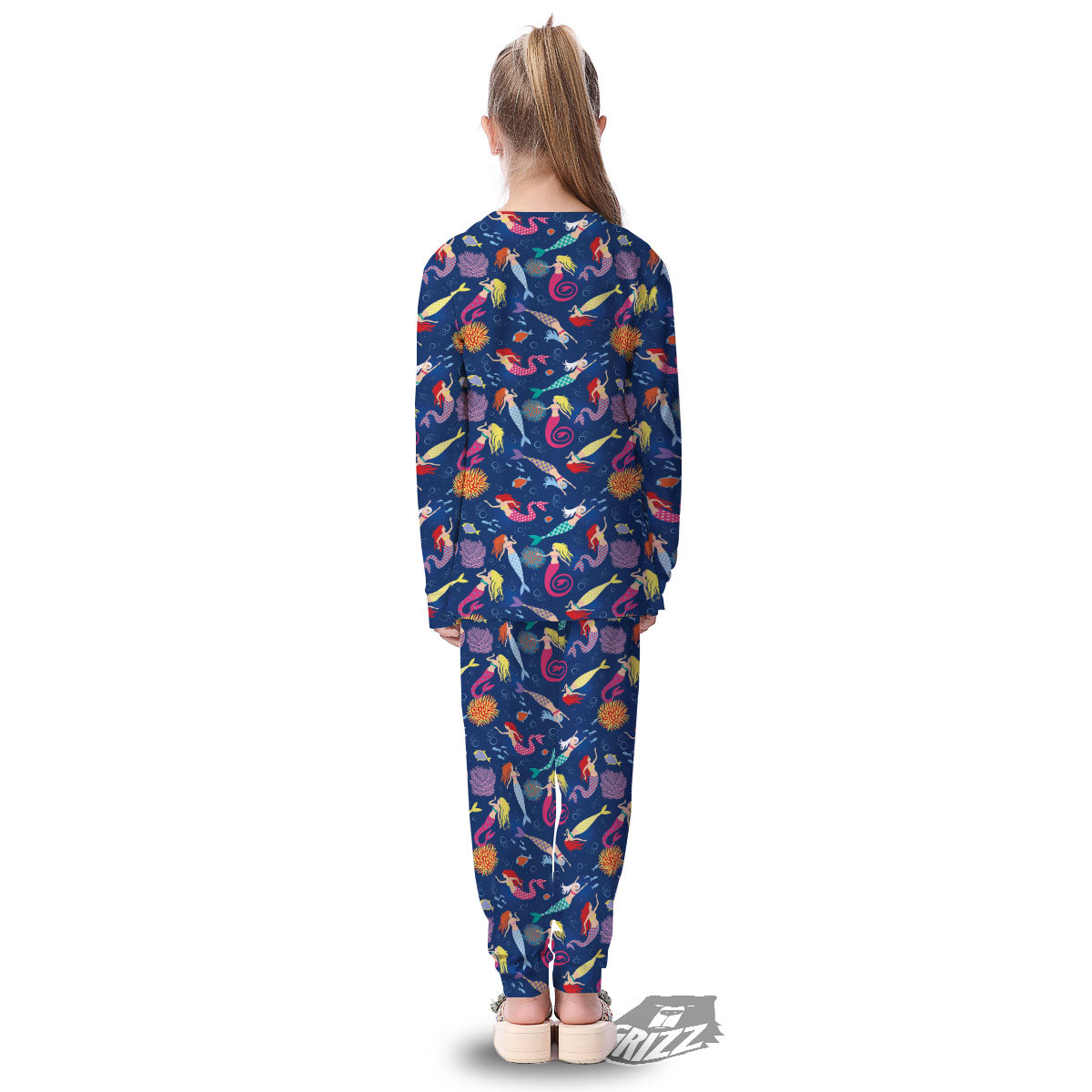 Girls Mermaid Print Pattern Kid's Pajamas-grizzshop