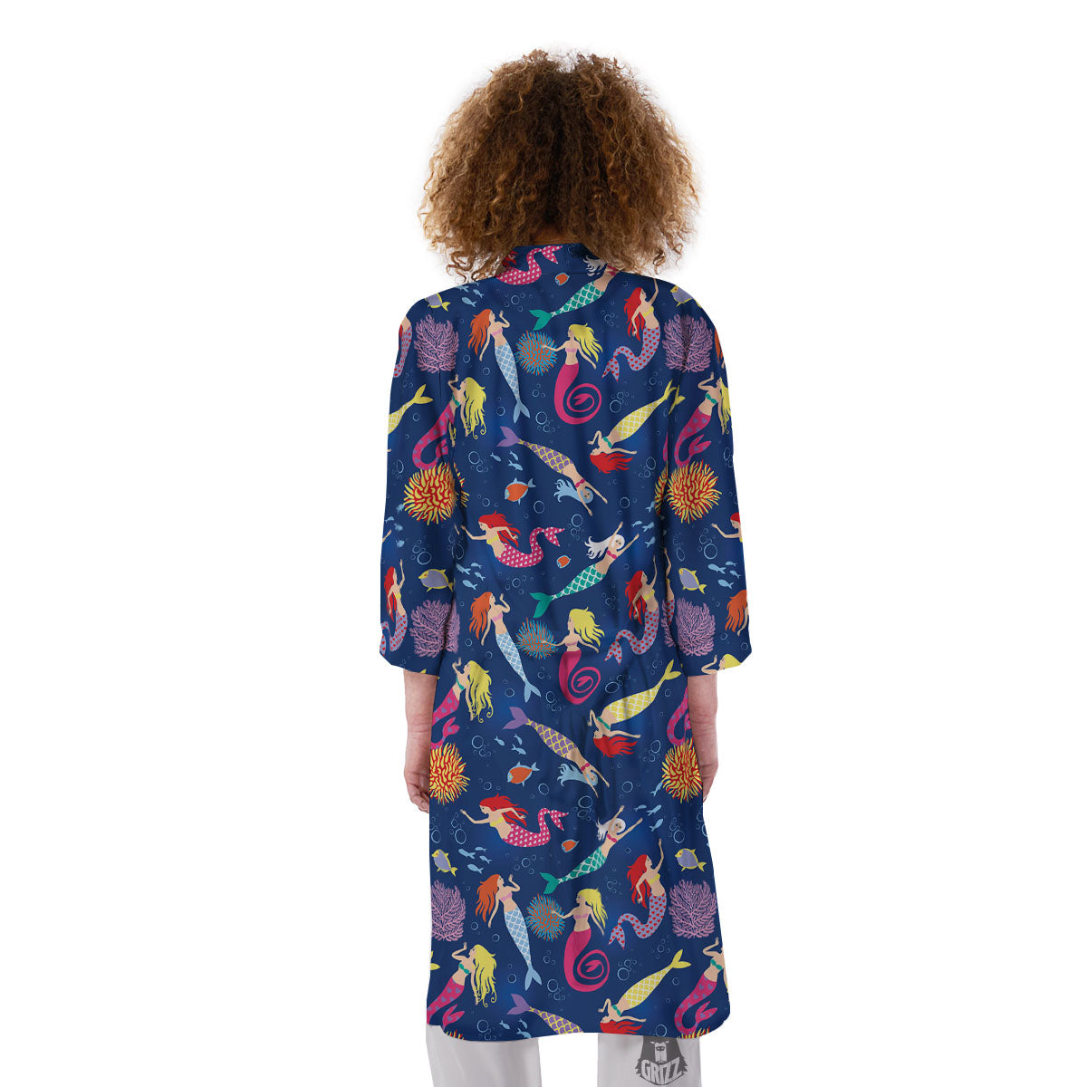 Girls Mermaid Print Pattern Kimono-grizzshop