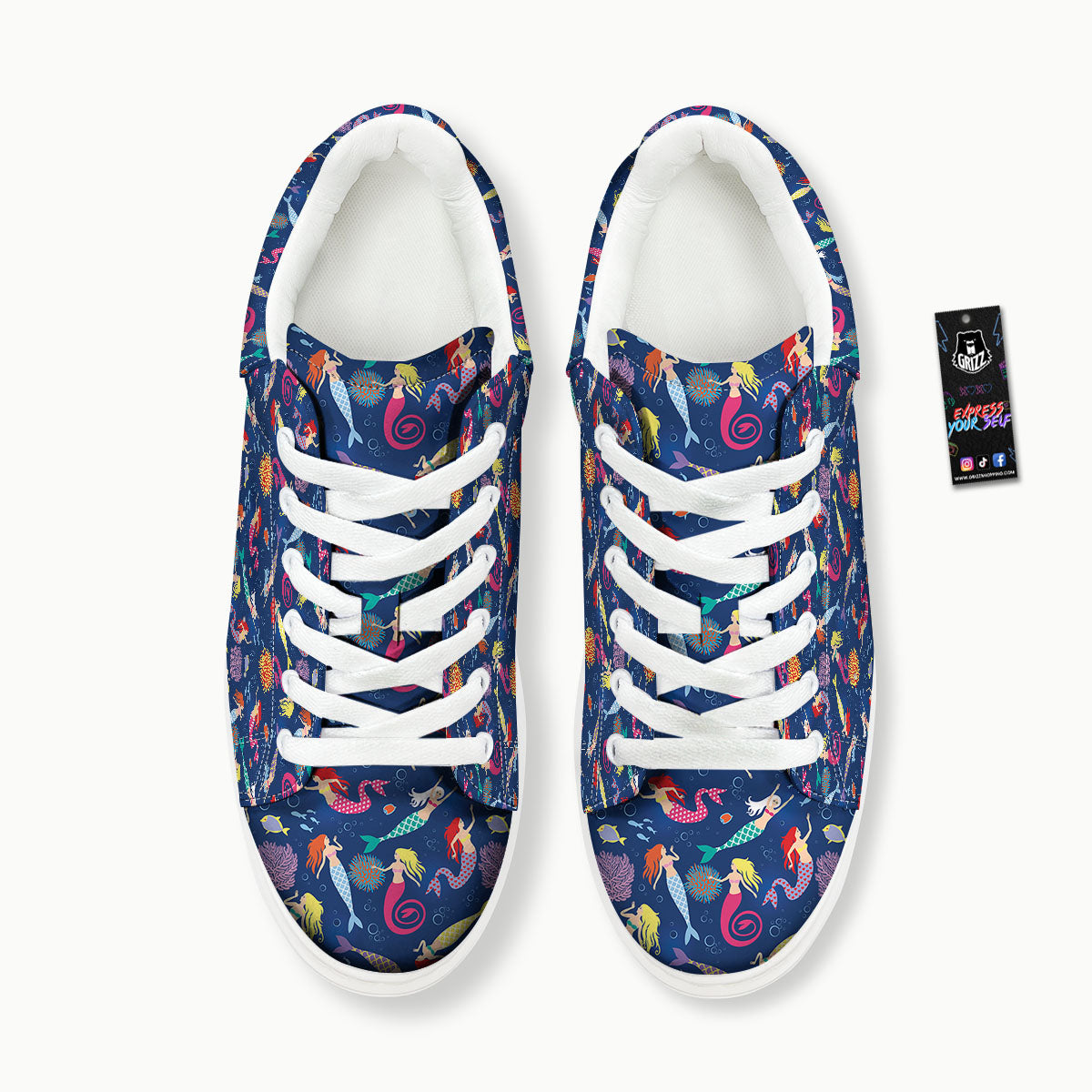 Girls Mermaid Print Pattern Platform Shoes-grizzshop