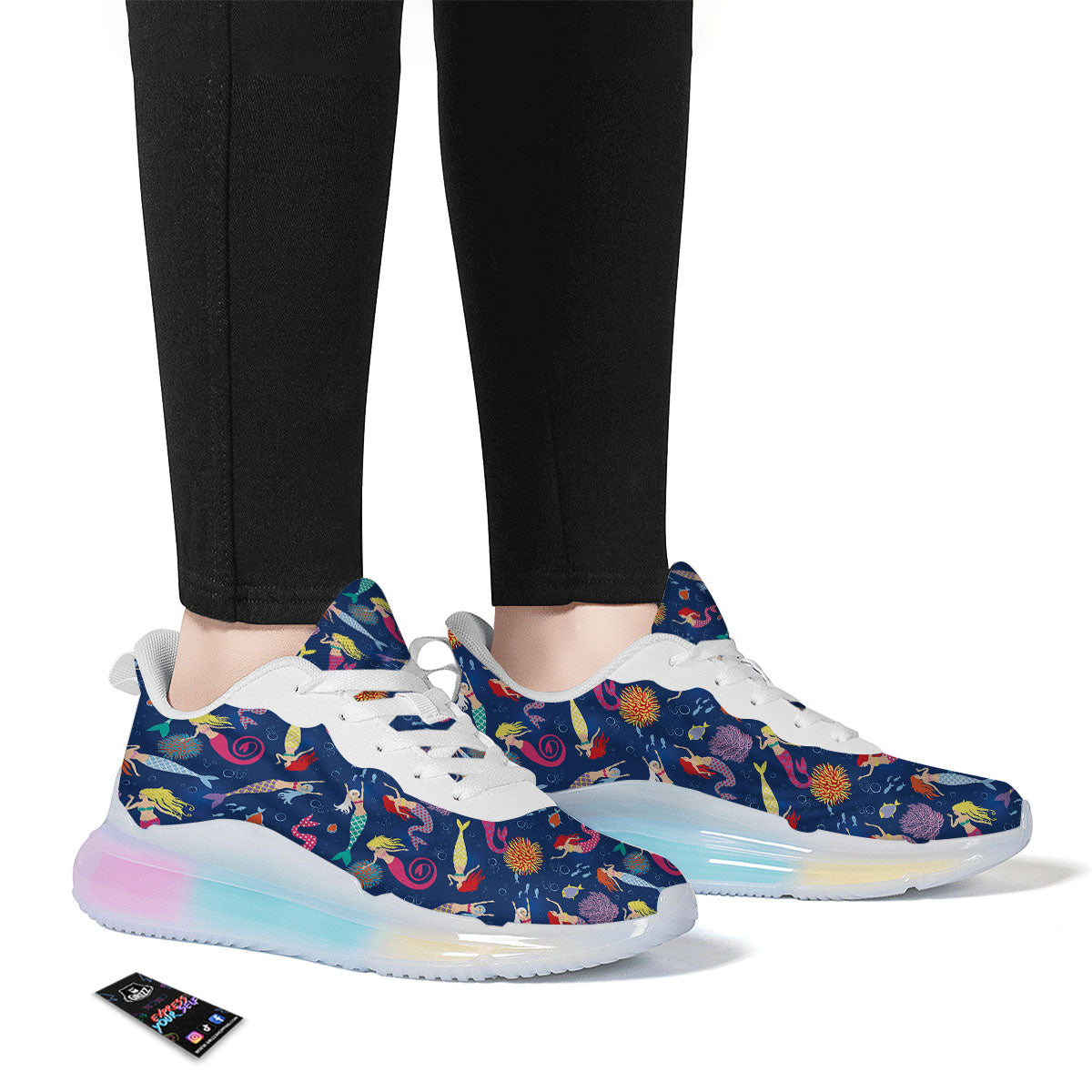Girls Mermaid Print Pattern Running Sneakers-grizzshop