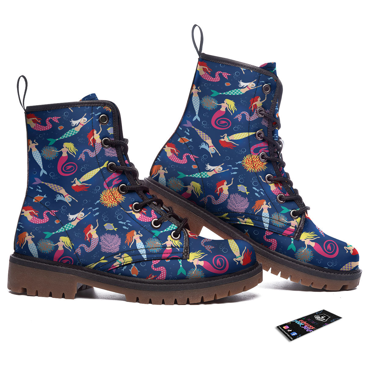 Girls Mermaid Print Pattern Work Boots-grizzshop