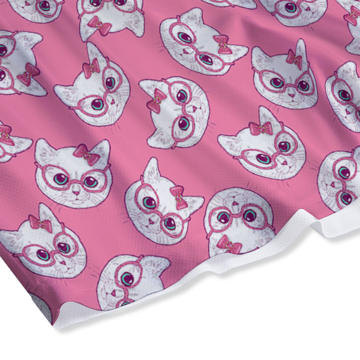 Girly Cat With Glasses Print Pattern Mesh Shorts