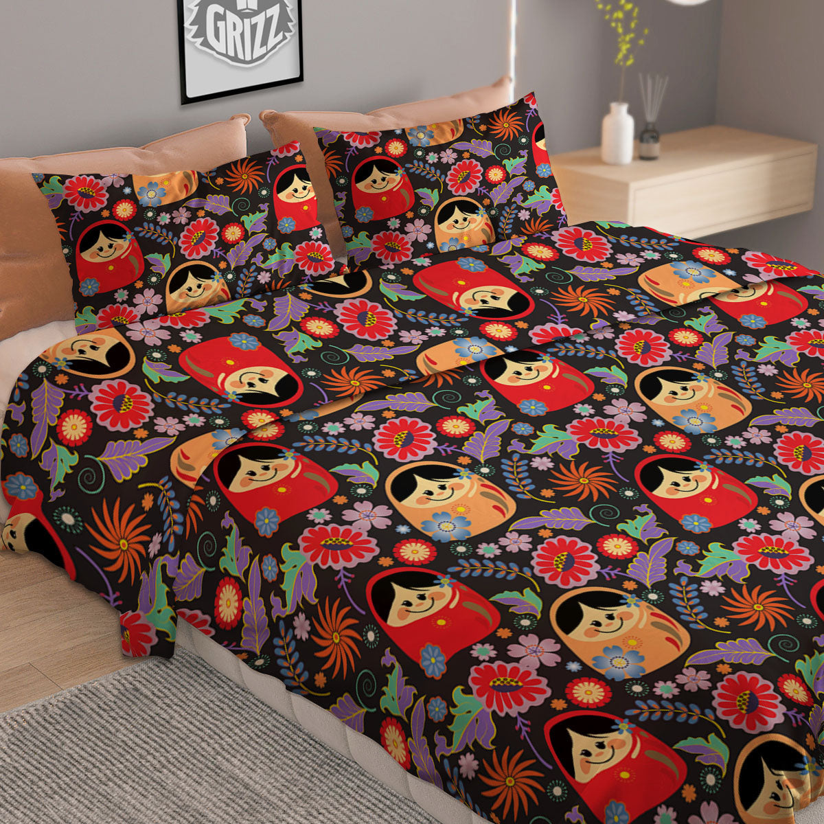 Girly Flower Pink Print Pattern Duvet Cover Bedding Set-grizzshop