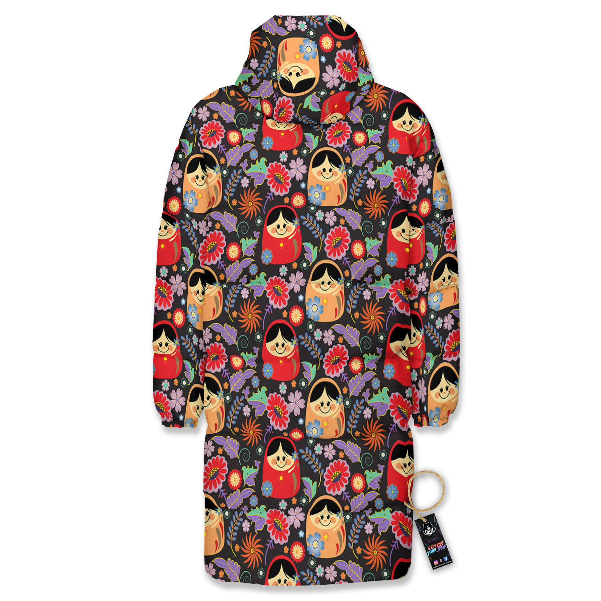 Girly Flower Pink Print Pattern Long Down Jacket-grizzshop