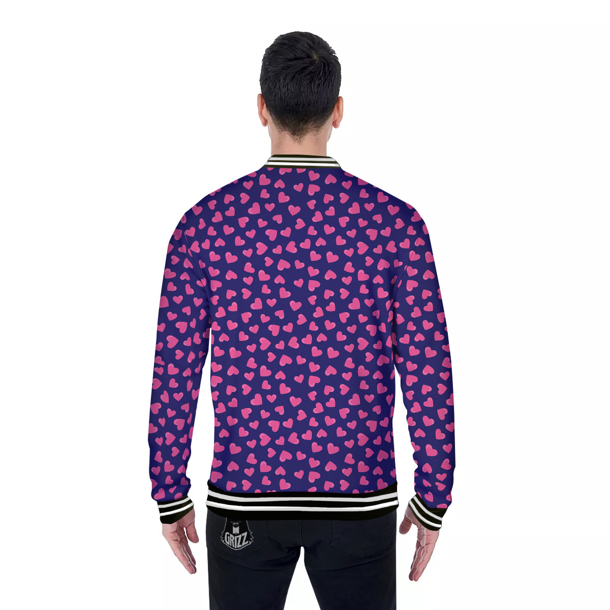 Girly Heart Cute Print Pattern Baseball Jacket-grizzshop