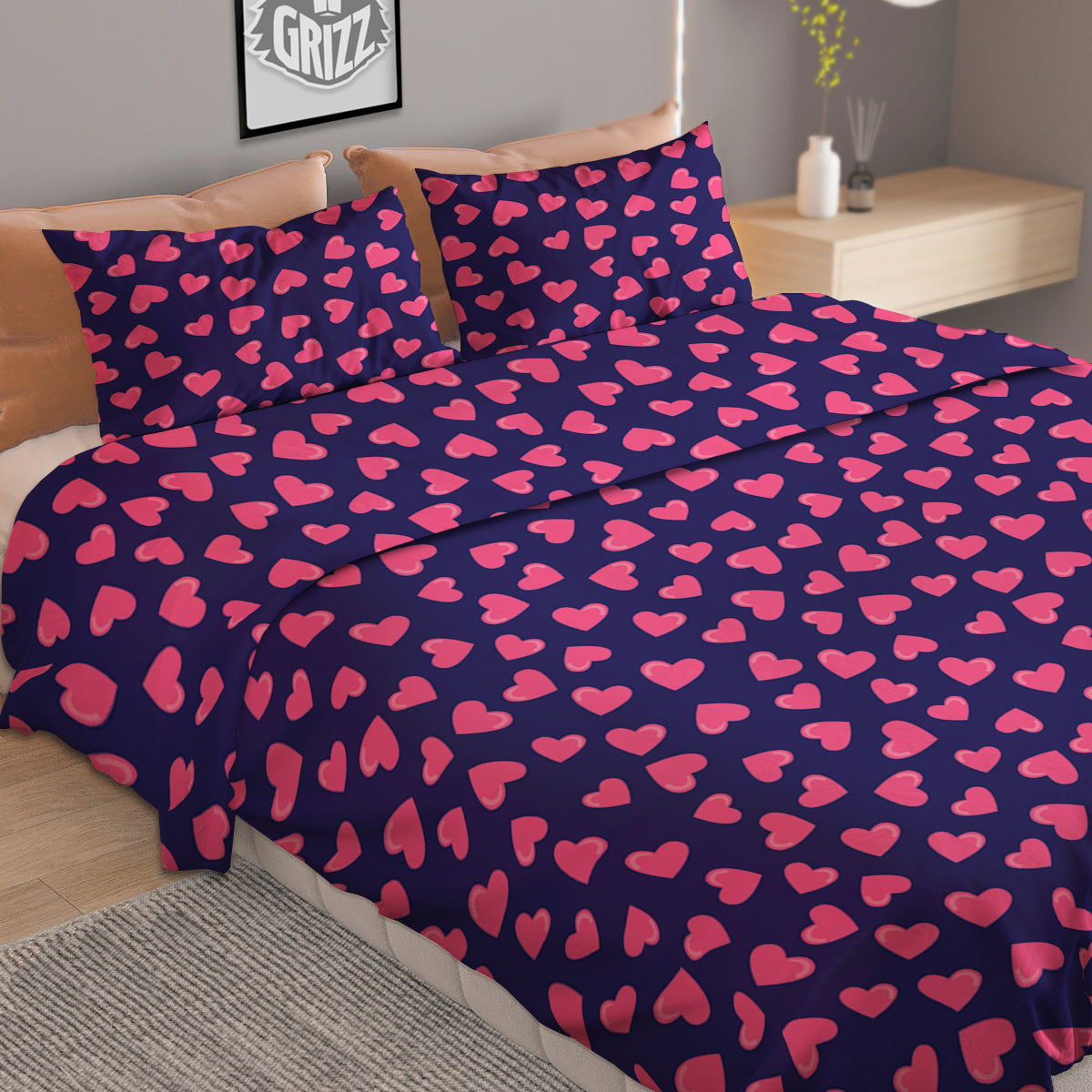 Girly Heart Cute Print Pattern Duvet Cover Bedding Set
