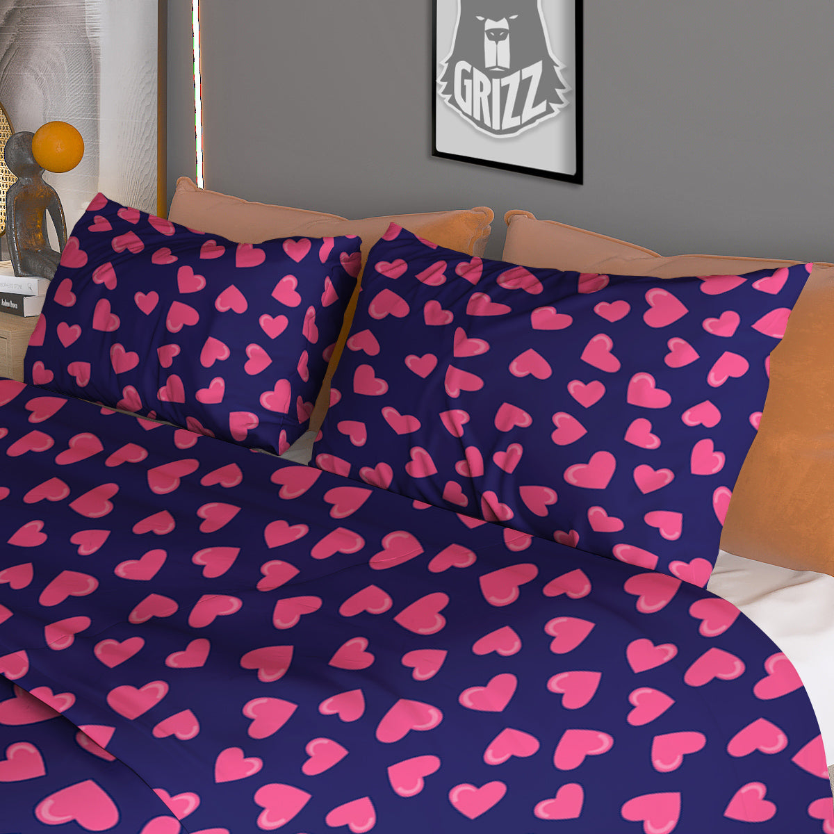 Girly Heart Cute Print Pattern Duvet Cover Bedding Set