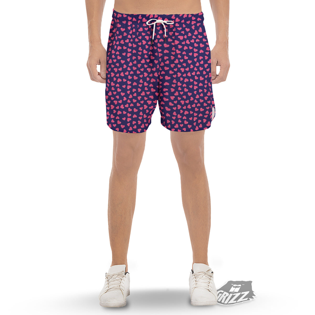 Girly Heart Cute Print Pattern Men's Gym Shorts-grizzshop