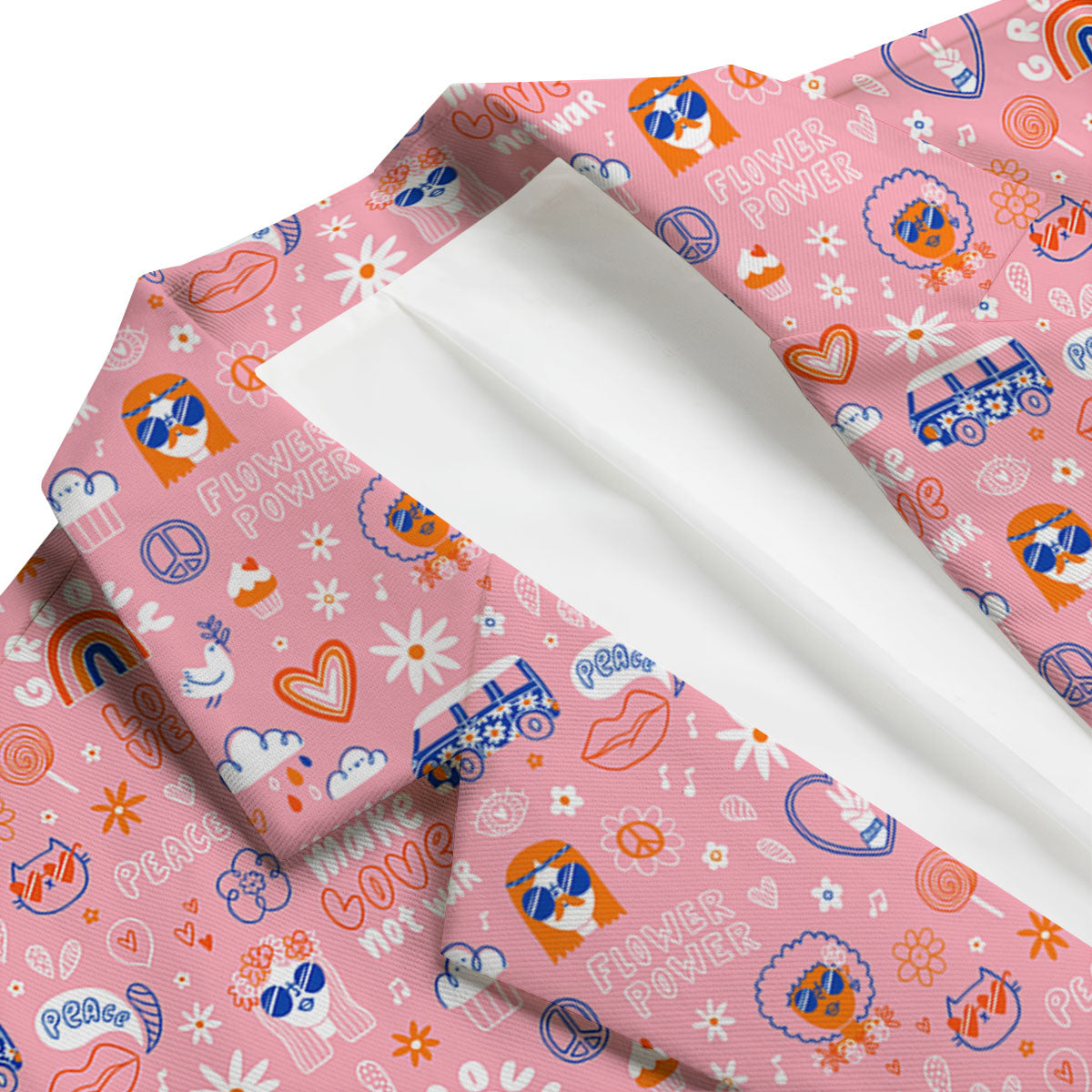 Girly Love And Peace Sign Print Pattern Men's Blazer-grizzshop