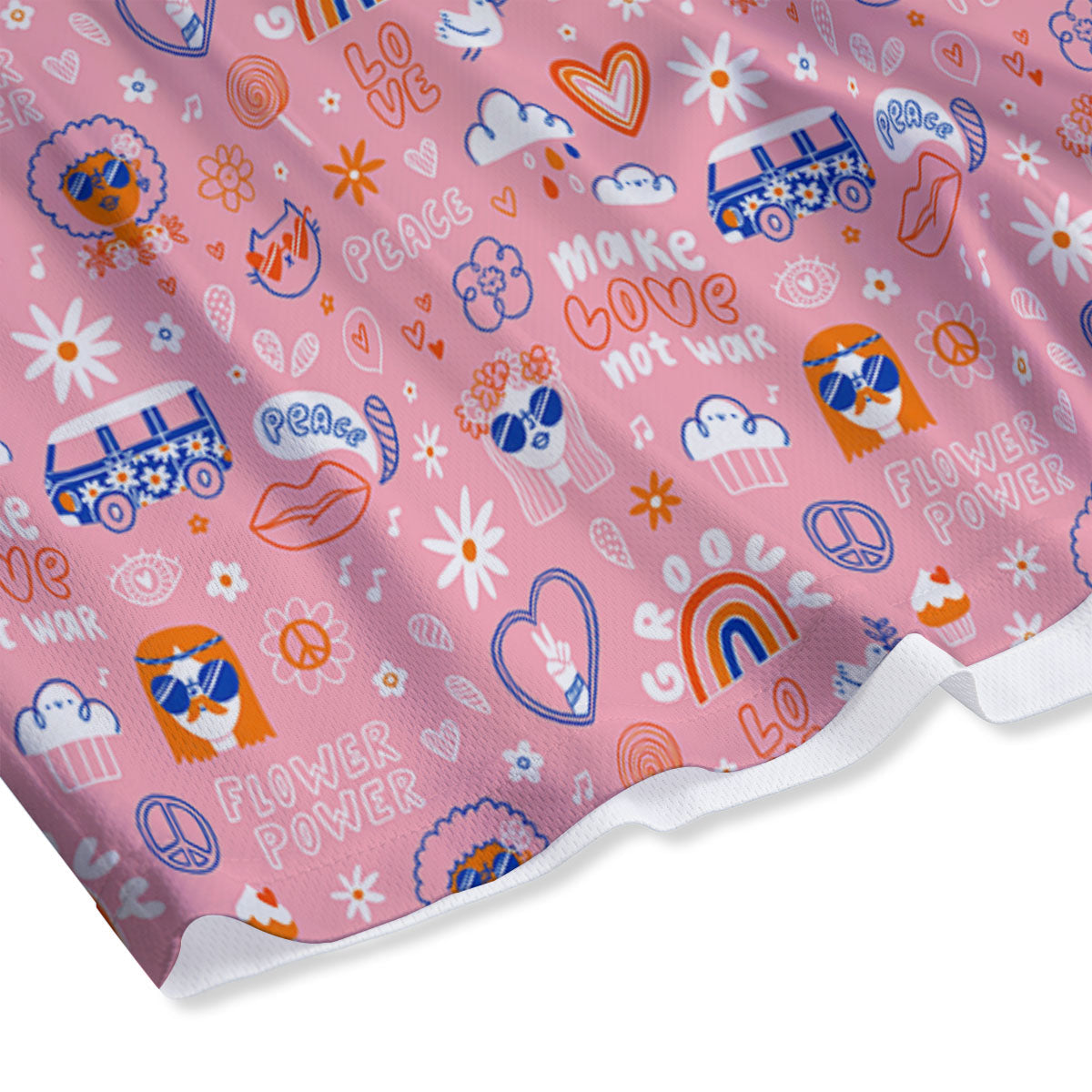 Girly Love And Peace Sign Print Pattern Mesh Shorts