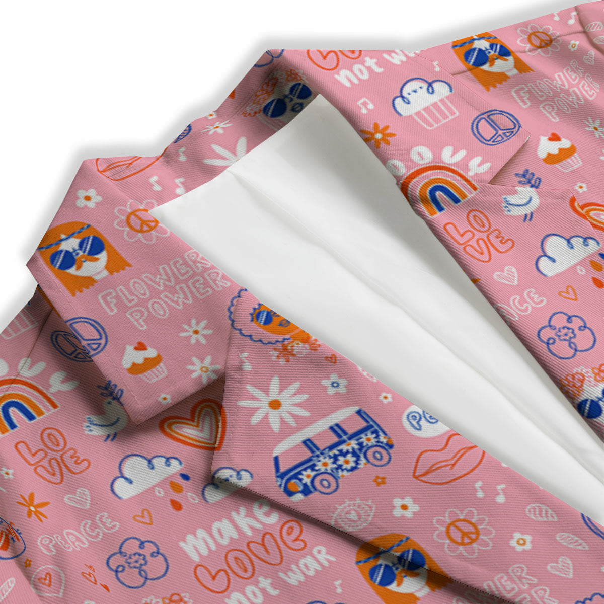 Girly Love And Peace Sign Print Pattern Women's Blazer-grizzshop