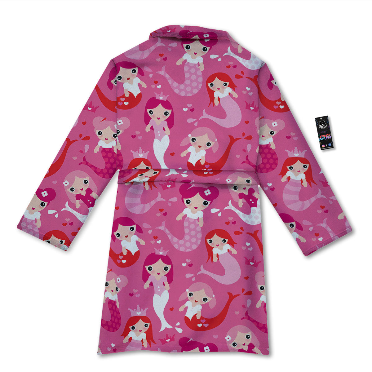Girly Mermaid Pink Print Pattern Bathrobe-grizzshop
