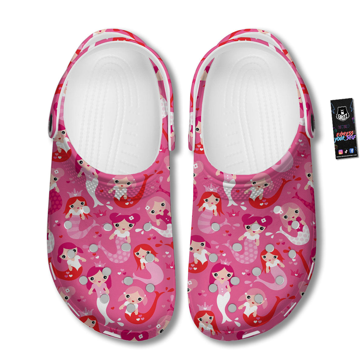 Girly Mermaid Pink Print Pattern Clog-grizzshop