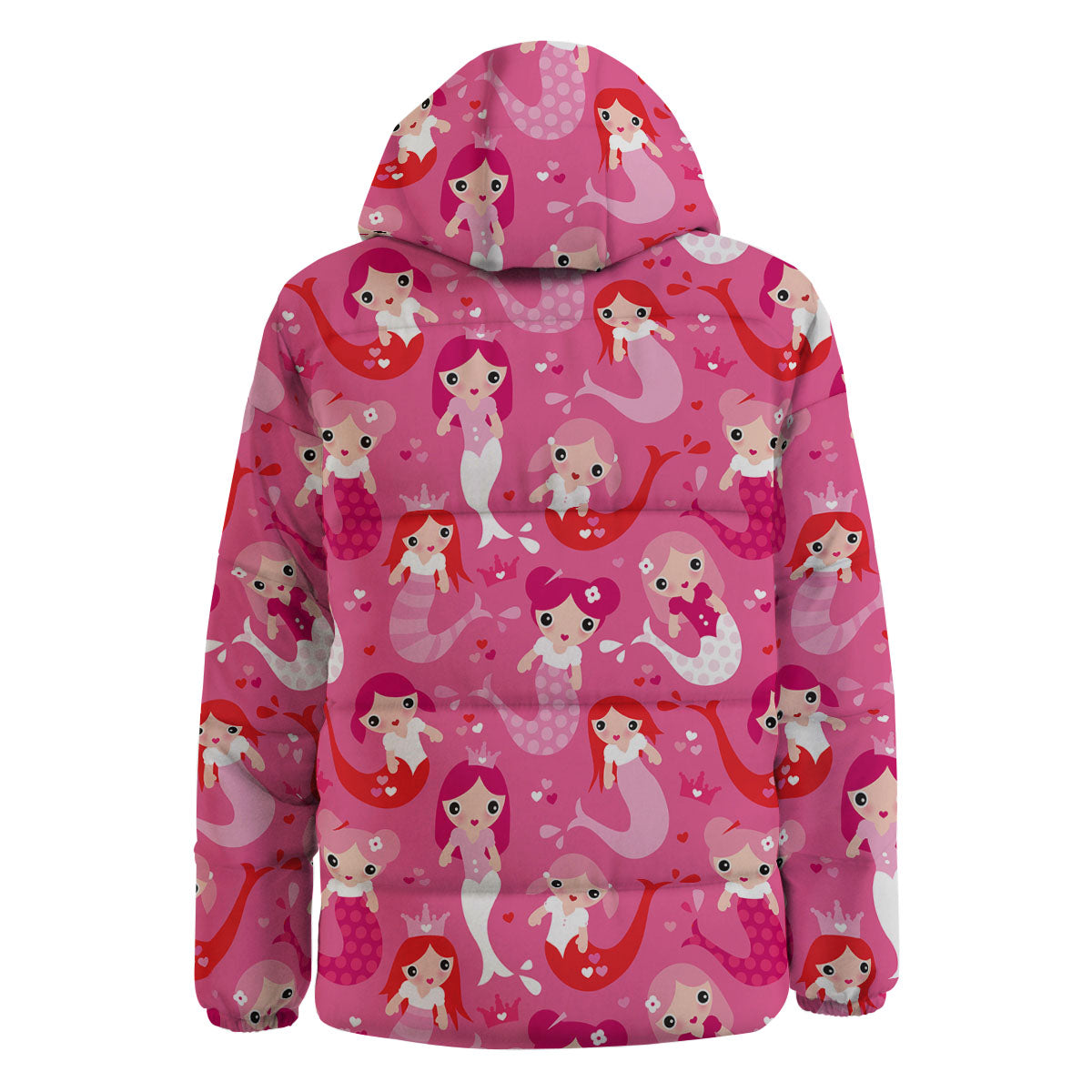 Girly Mermaid Pink Print Pattern Down Jacket-grizzshop
