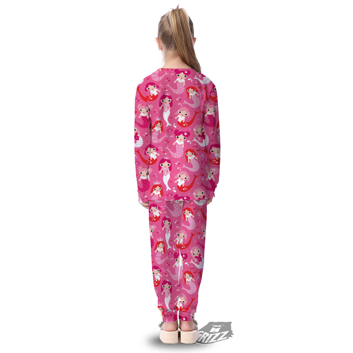 Girly Mermaid Pink Print Pattern Kid's Pajamas-grizzshop